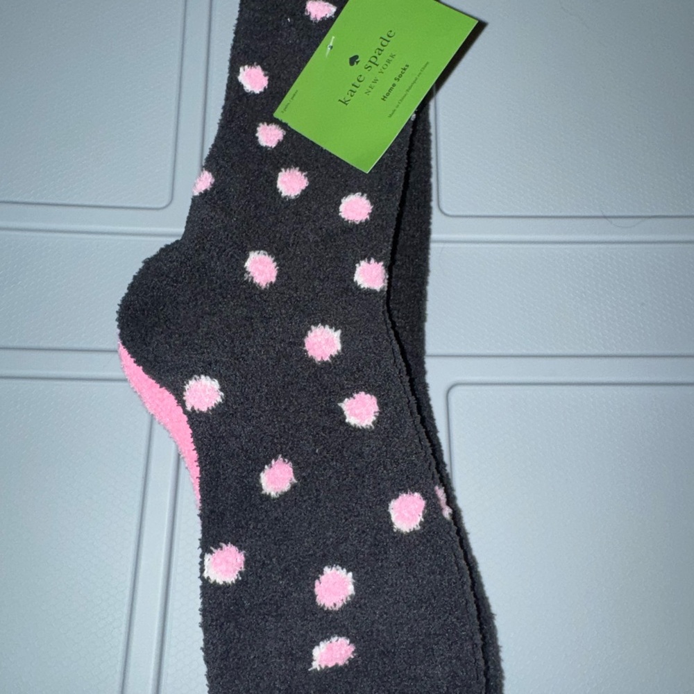 kate spade Black & Pink Polka Dot Cozy Socks